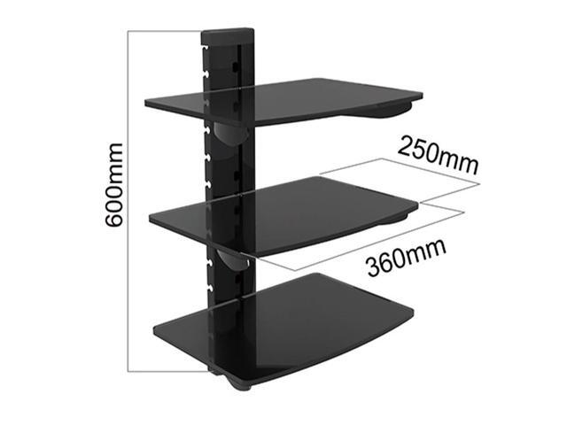 Cables Direct Online Adjustable Triple AV Shelf Wall Mount with Cable Management Secure Storage for Audio/Video Equipment, Easy Installation