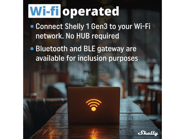 Shelly 1 Gen3 WiFi & Bluetooth Smart Relay Switch with Dry Contacts 1-Channel 16A Compatible with Google Home, Alexa & SmartThings No Hub...