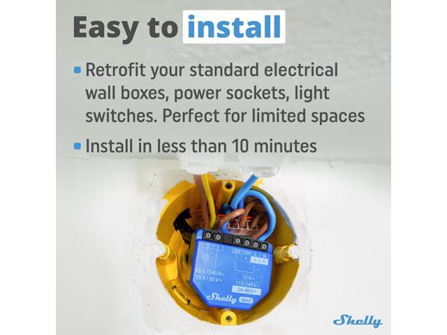 Shelly 1 Gen3 WiFi & Bluetooth Smart Relay Switch with Dry Contacts 1-Channel 16A Compatible with Google Home, Alexa & SmartThings No Hub...