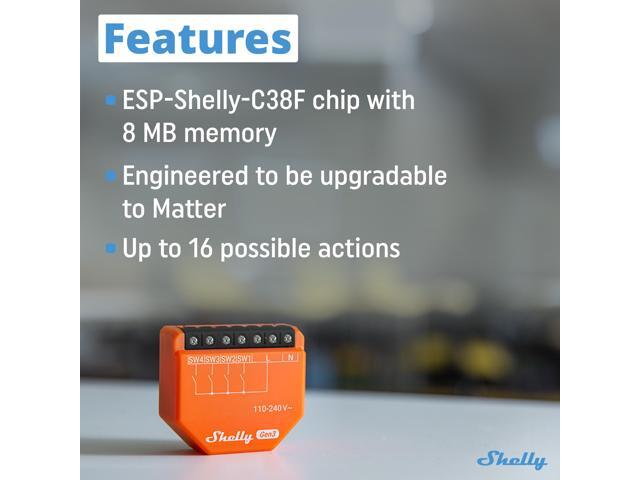 Shelly i4 Gen3 WiFi & Bluetooth Smart 4-digital inputs controller of Shelly Relays Remote Control Compatible with Google Home & Alexa iOS &...