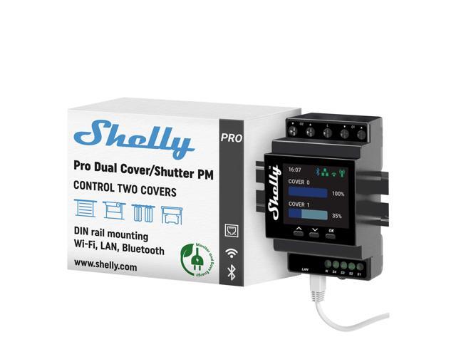 Shelly Pro Dual Cover/Shutter PM LAN, Wi-Fi and Bluetooth Connection Professional DIN Rail Smart Dual Cover/Shutter Controller 2x 16 A Covers...