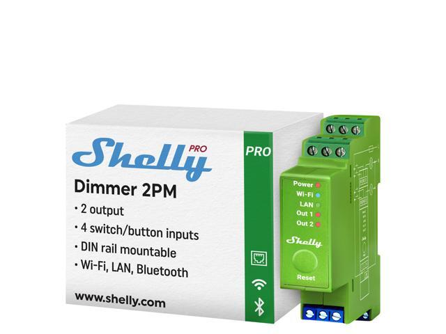 Shelly Pro Dimmer 2PM Wi-Fi, LAN & Bluetooth 2-Channel Smart Dimmer Power Metering DIN Rail Compatible with Google Home & Alexa iOS &...