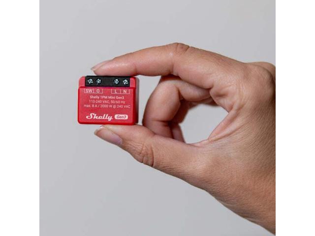 Shelly 1PM Mini Gen3 Wi-Fi & Bluetooth Smart Relay Switch 1 channel 8A power metering Compatible with Alexa & Google Home Home Automation