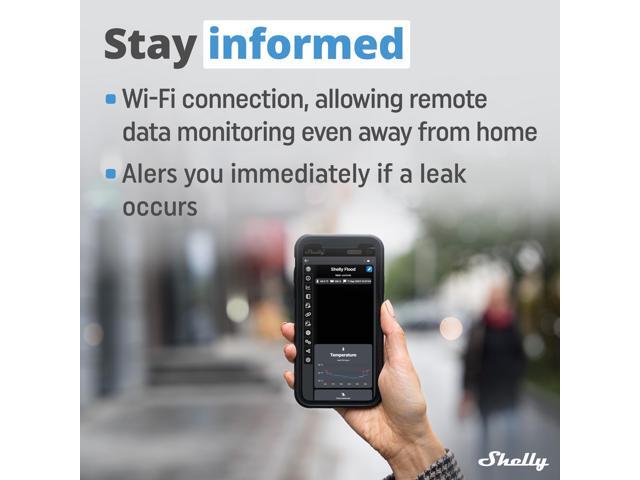 Shelly Flood Wireless Smart flood Sensor Leaking & Dripping Alarm Temperature Measurement Floor Heating Control iOS & Android App ...