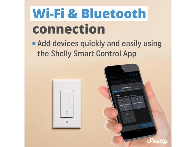 Shelly Plus Wall Dimmer UL Certified Next-Generation Wi-Fi & Bluetooth Smart Wall Dimmer Compatible with Google Home & Alexa Dimmable...
