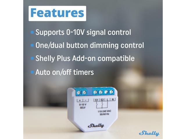 Shelly Plus 0-10V Dimmer WiFi & Bluetooth Smart Dimmer Controller Compatible with Google Home & Alexa iOS & Android App No Hub Required ...