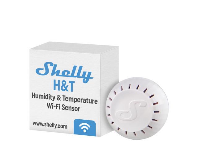 Shelly H & T WiFi-Operated Smart Humidity and Temperature Sensor No Hub required 1 year-life battery iOS & Android App Home Automation White
