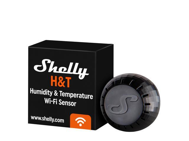 Shelly H & T WiFi-Operated Smart Humidity and Temperature Sensor No Hub required 1 year-life battery iOS & Android App Home Automation Black