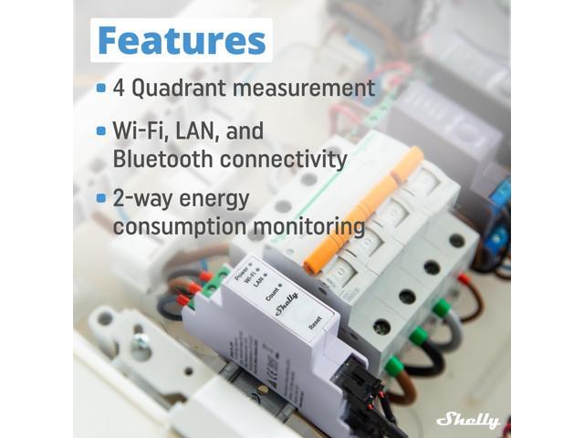 Shelly Pro 3EM (120A) Wi-Fi & Bluetooth 3-Phase Smart Energy Meter 2-Way Consumption Compatible with Google Home & Alexa iOS & Android App...