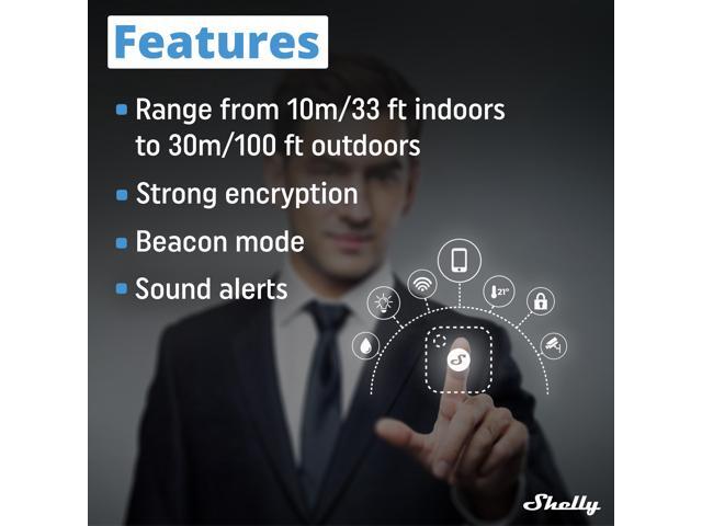 Shelly Blu Button Tough Bluetooth-Operated Multi-Click Action and Scenes Activation Button Versatile Control IP54 Waterproof Broad Range ...