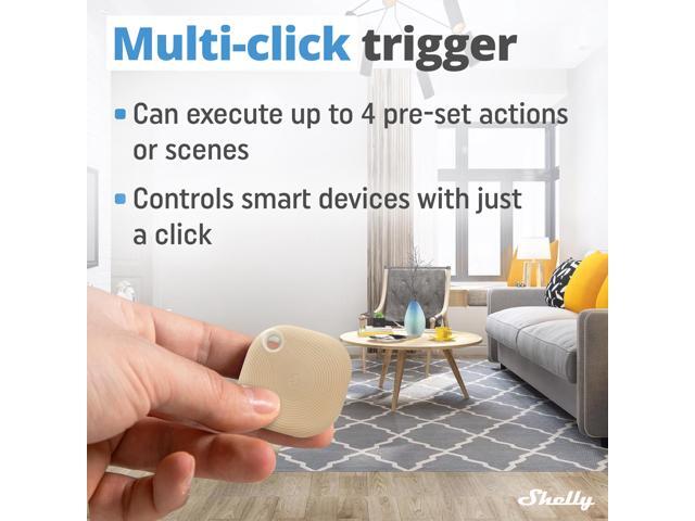 Shelly Blu Button Tough Bluetooth-Operated Multi-Click Action and Scenes Activation Button Versatile Control IP54 Waterproof Broad Range ...