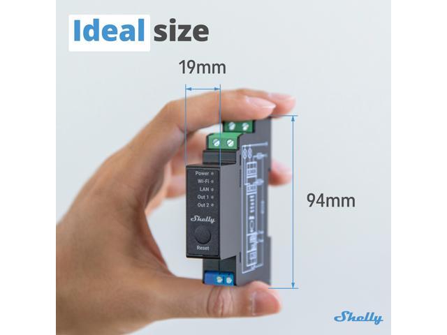 Shelly Pro 2PM Wi-Fi, Bluetooth & LAN Professional 2-channels DIN rail smart relay up to 25A with power metering Compatible with Google...
