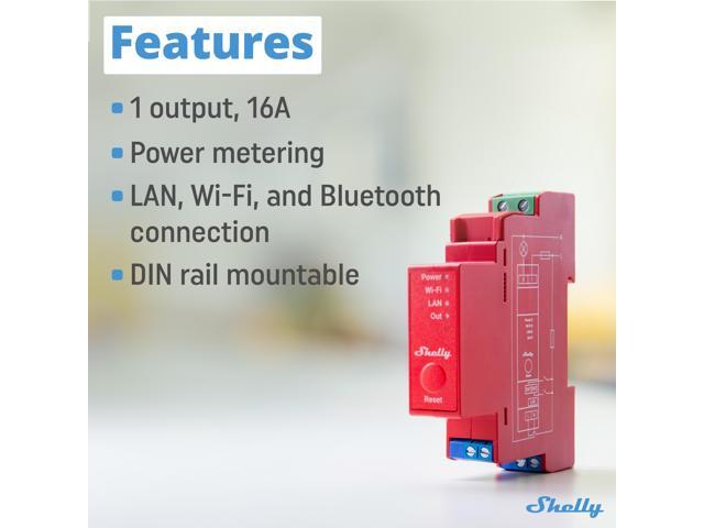 Shelly Pro 1PM Wi-Fi, Bluetooth & LAN 1-Channel Smart Relay Switch Power Metering Compatible with Google Home & Alexa iOS & Android App ...