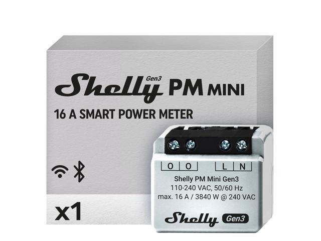 Shelly PM Mini Gen3 WiFi & Bluetooth Smart Energy Meter 1 Channel 16 A Compatible with Google Home & Alexa iOS & Android App No Hub...