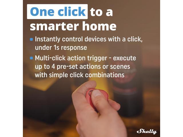 Shelly BLU Button1 Bluetooth-Operated Action and Scenes Activation Button iOS Android App No Hub Required Long Battery Life LED...
