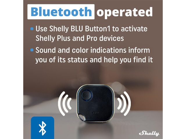 Shelly BLU Button1 Bluetooth-Operated Action and Scenes Activation Button iOS Android App No Hub Required Long Battery Life LED...