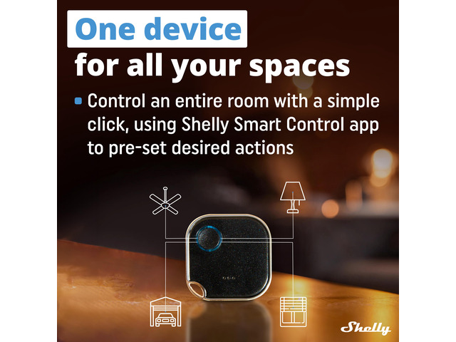Shelly BLU Button1 Bluetooth-Operated Action and Scenes Activation Button iOS Android App No Hub Required Long Battery Life LED...
