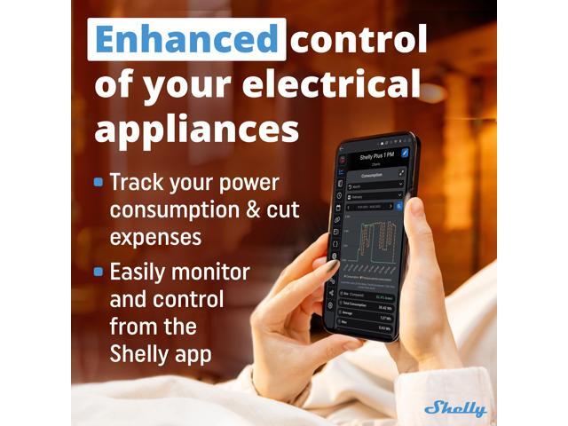 Shelly Plus 1PM UL Wi-Fi & Bluetooth operated smart relay switch 1 channel 15A Power Metering Wireless Lighting Control Google Home &...