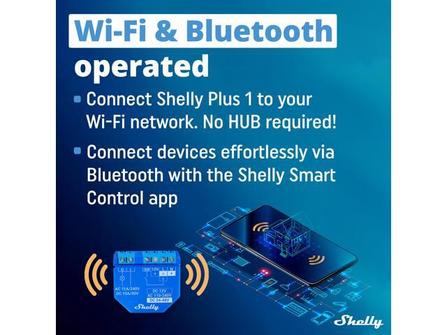 Shelly Plus 1 UL certified Wi-Fi & Bluetooth Smart Relay Switch Dry Contacts Google Home, Alexa & SmartThings Compatible No Hub Remote...
