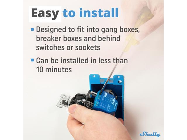 Shelly Plus 1 UL certified Wi-Fi & Bluetooth Smart Relay Switch Dry Contacts Google Home, Alexa & SmartThings Compatible No Hub Remote...