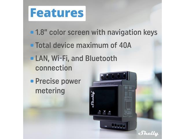 Shelly Pro 4PM Wi-Fi & LAN, 4-Channel Smart Relay up to 40A Power Metering Compatible with Google Home & Alexa iOS & Android App Home...