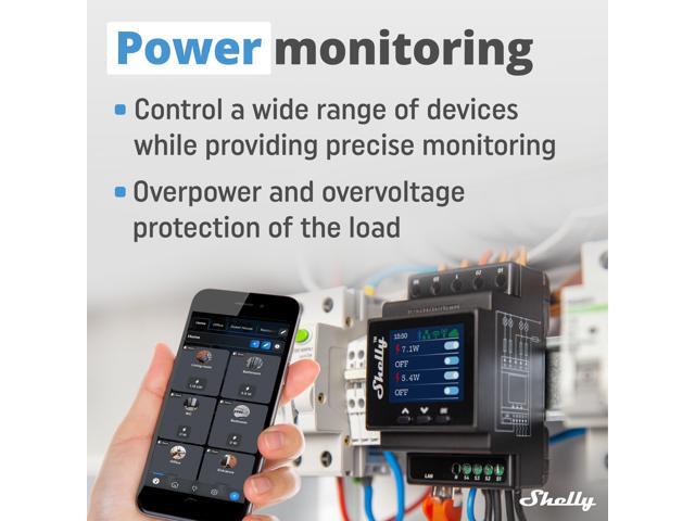 Shelly Pro 4PM Wi-Fi & LAN, 4-Channel Smart Relay up to 40A Power Metering Compatible with Google Home & Alexa iOS & Android App Home...