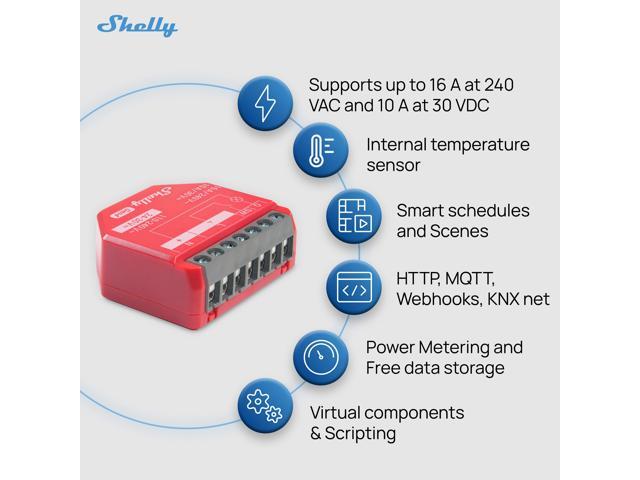 Shelly 1PM Gen4 Smart Relay Switch with Power Metering WiFi, Bluetooth & Zigbee 1-Channel 16A Compatible with Alexa & Google Home iOS &...