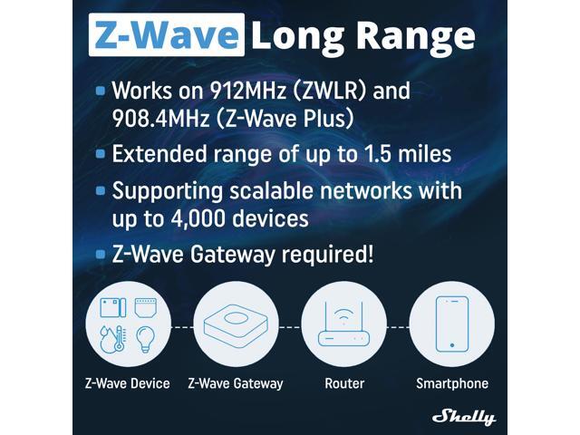 Shelly Wave 1 Mini LR Z-Wave Long Range Smart Switch 8 A Potential-Free Contacts Smart Scenes Home Automation