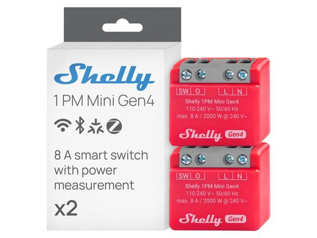Shelly 1PM Mini Gen4 Wi-Fi, Bluetooth & Zigbee Smart Relay Switch 1 channel 8A power metering Compatible with Alexa & Google Home Home...