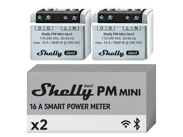 Shelly PM Mini Gen3 WiFi & Bluetooth Smart Energy Meter 1 Channel 16 A Compatible with Google Home & Alexa iOS & Android App No Hub...