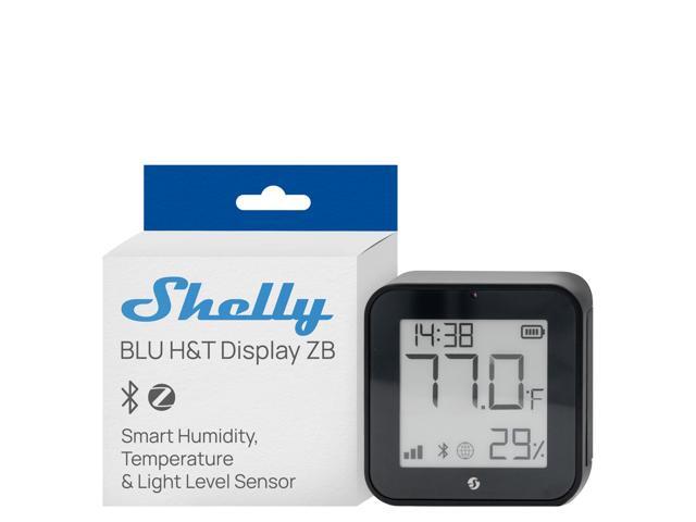 Shelly BLU H & T Display ZB Black, Bluetooth & Zigbee Operated Temperature & Humidity Levels Sensor, E-Paper Display, Home Assistant, Alexa, Google...