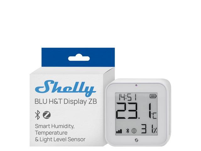 Shelly BLU H & T Display ZB White, Bluetooth & Zigbee Operated Temperature & Humidity Levels Sensor, E-Paper Display, Home Assistant, Alexa, Google...