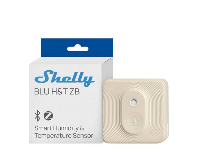 Shelly BLU H & T ZB Ivory, Bluetooth & Zigbee Operated Temperature & Humidity Levels Sensor, IP54, Real Time Monitoring
