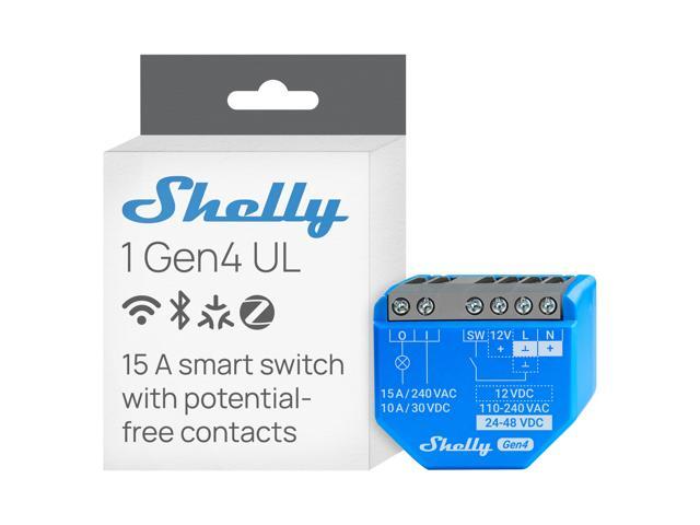Shelly 1 Gen4 UL, Wi-Fi, Zigbee & Matter Smart Relay Switch with Dry Contacts, 1-Channel 16A, Home Automation Alexa, SmartThings, Google Home,...