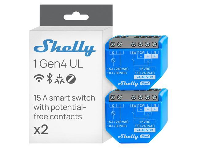 Shelly 1 Gen4 UL, Wi-Fi, Zigbee & Matter Smart Relay Switch with Dry Contacts, 1-Channel 16A, Home Automation Alexa, SmartThings, Google Home,...