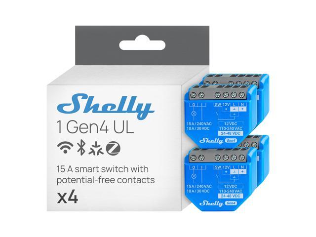 Shelly 1 Gen4 UL, Wi-Fi, Zigbee & Matter Smart Relay Switch with Dry Contacts, 1-Channel 16A, Home Automation Alexa, SmartThings, Google Home,...