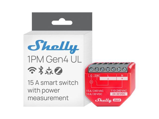 Shelly 1PM Gen4 UL, Wi-Fi, Zigbee, Matter Smart Relay Switch with Power Metering, 1-Channel 16A, Home Automation, Alexa, SmartThings, Google...