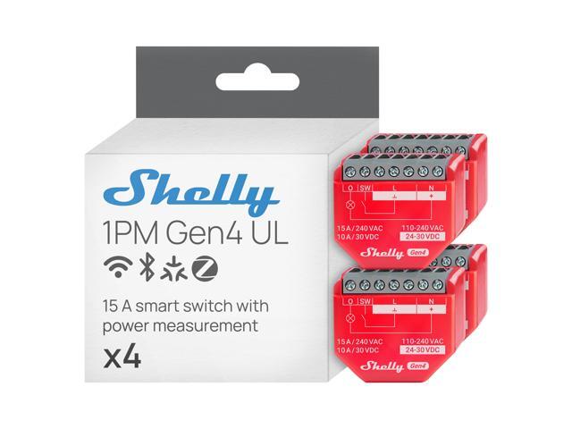 Shelly 1PM Gen4 UL, Wi-Fi, Zigbee, Matter Smart Relay Switch with Power Metering, 1-Channel 16A, Home Automation, Alexa, SmartThings, Google Home,...