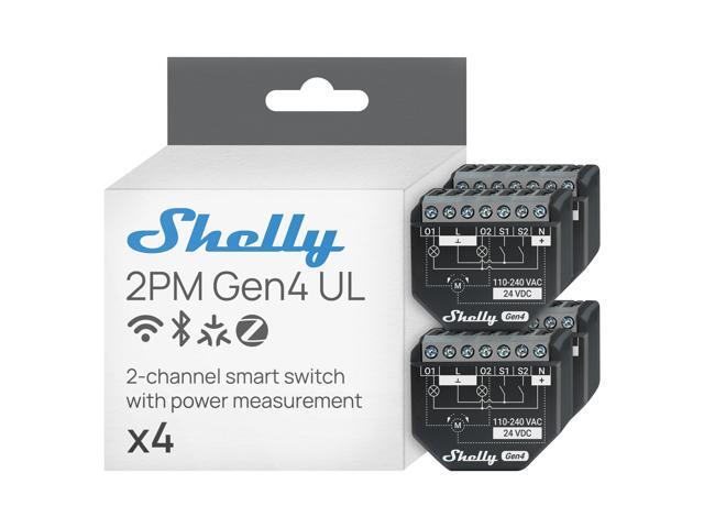 Shelly 2PM Gen4 UL, Wi-Fi, Zigbee & Matter 2-Channel Smart Relay Switch with Power Metering, Home Automation, Alexa, SmartThings, Google Home,...