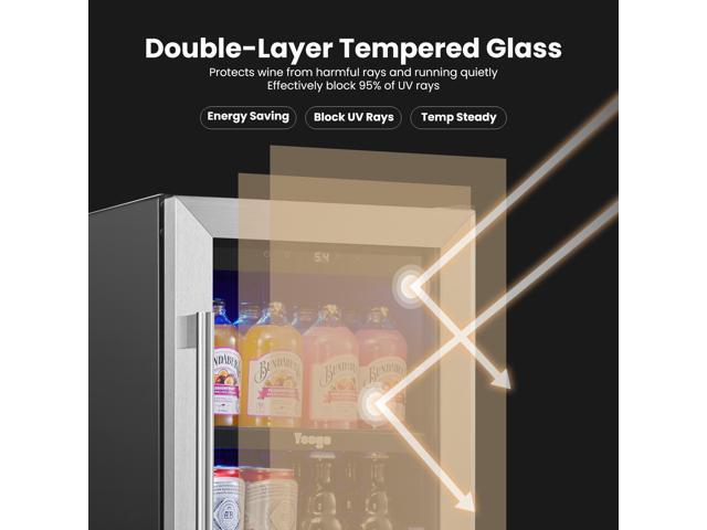 Yeego 85L Compact Beverage Cooler & Energy-Efficient Wine Refrigerator 80-Can Capacity, Eco-Friendly R600a Cooling, Reversible Door Ideal for...