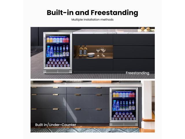 Yeego 145L Beverage Cooler & Energy-Efficient Beverage Refrigerators 140-Can Capacity, Precise 1-12°C Cooling, Stainless Steel Door, Whisper-Quiet...