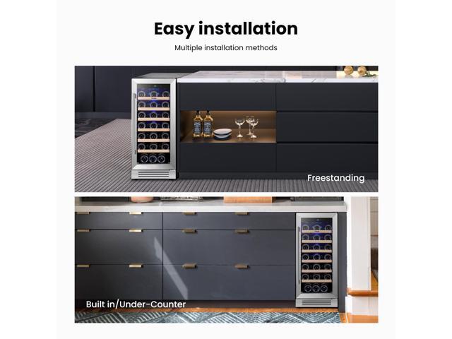 Yeego 85L Compressor Wine Cooler & Energy-Efficient Wine Fridge - 33-Bottle Capacity, Dual Temperature Control, Stainless Steel Design, Auto...