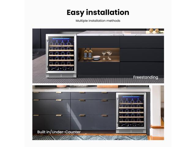 Yeego 145L Dual Zone Wine Cooler & Energy-Efficient Wine Fridge 47-Bottle Capacity, Built-in/Freestanding Design, Compressor Cooling, Blue LED...