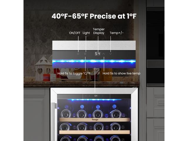 Yeego 145L Dual Zone Wine Cooler & Energy-Efficient Wine Fridge 47-Bottle Capacity, Built-in/Freestanding Design, Compressor Cooling, Blue LED...