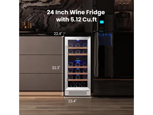 Yeego Quiet Wine Refrigerator - 40-65°F Precision Control 28-Bottle Storage & Stainless Steel Door Built-in/Freestanding Design for Home Bar