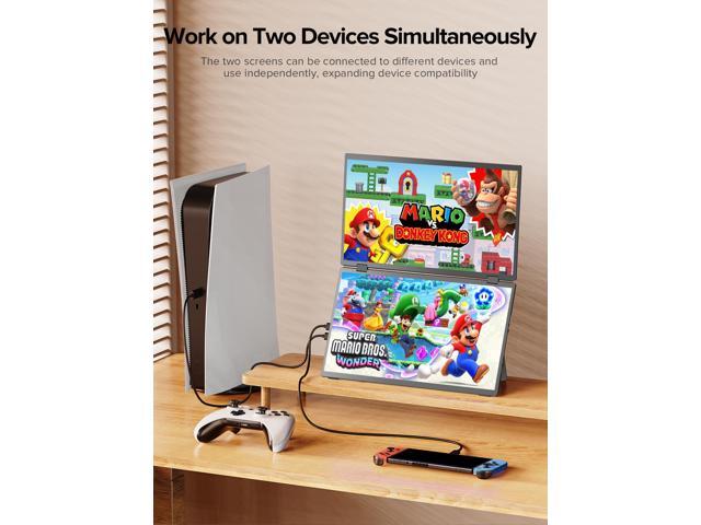 EVICIV Delta 15.6' Dual Monitor Portable Screen Extender for Laptop, 1080P HDR, 360° Folding, Triple Monitor with Stand - No Driver Needed