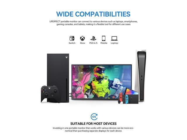 EVICIV 15.6-Inch Portable Monitor with HDMI, USB-C, USB-A, Full HD 1920x1080, IPS Panel, and Adjustable Stand for Laptops & Smartphones