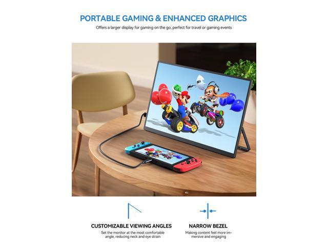 EVICIV 15.6-Inch Portable Monitor with HDMI, USB-C, USB-A, Full HD 1920x1080, IPS Panel, and Adjustable Stand for Laptops & Smartphones