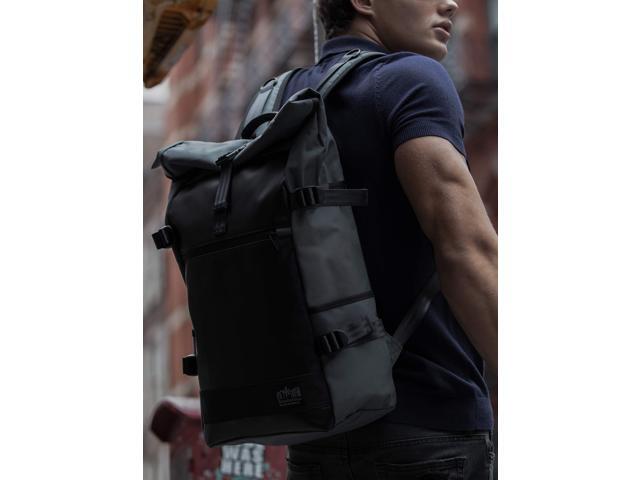 MANHATTAN PORTAGE PROSPECT BACKPACK VER.2, ROLL TOP DESIGN BACKPACK, SPACIOUS MAIN COMPARTMENT BACKPACK WITH PADDED LAPTOP SPACE., GREY