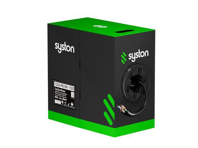 Syston Cable Technology CAT 5E Ethernet Bulk Cable,350MHz,24/4pr Solid Copper,CMR,Indoor/Outdoor,1000 ft. Black